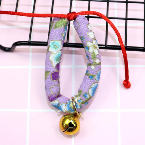 Cat Collar Odd Pet Japanese Style Cloth Bell Wind Round Bell Purple In Australia - Darrahopens