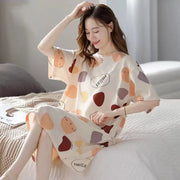 Women Summer Sleepwear Polyester Loose Dress Yellow XL In Australia - Darrahopens