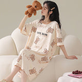Women Summer Sleepwear Polyester Loose Dress Yellow XXL