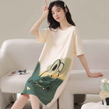 Women Summer Sleepwear Polyester Loose Dress Yellow 3XL In Australia - Darrahopens