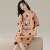 Women Summer Sleepwear Polyester Loose Dress Yellow 5xl