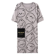 Women Summer Sleepwear Polyester Loose Dress Blue XL