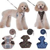 Happy Dog Harness Vest Adjustable Leash Set Polyester Cowboy S:0.08kg
