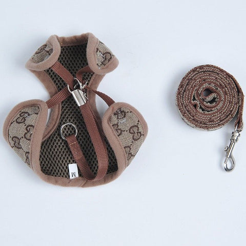 Happy Dog Harness Vest Adjustable Leash Set Polyester Khakis S:0.08kg In Australia - Darrahopens