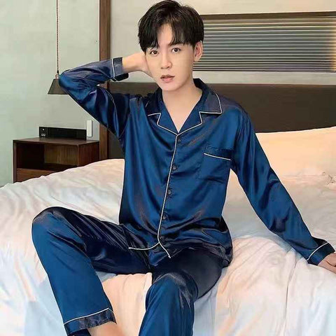 Plus Size Polyester Long Sleeve Sleepwear Trousers... 1290 dark blue Men's 5XL In Australia - Darrahopens