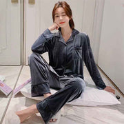 Women Winter Velvet Sleepwear Set Long Sleeve 096# Gray Female 3xl In Australia - Darrahopens