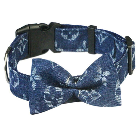 Hapi Dog Collar with Bow and Leash for Small Dogs Cowboy collar + bow M (neck circumference 30~42cm) In Australia - Darrahopens