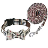 Hapi Dog Collar with Bow and Leash for Small Dogs Plaid collar + bow + traction rope L (neck circumference 36~52cm)