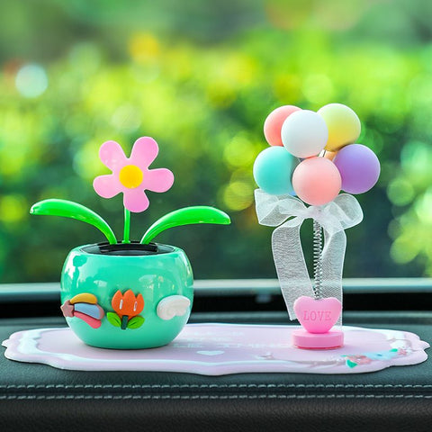 Tang Yi Solar Car Decoration Sunflower Upgraded Sunflower Green Balloon Pink Pad In Australia - Darrahopens