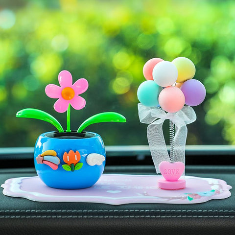 Tang Yi Solar Car Decoration Sunflower Upgraded Sun Blue Balloon Pink Pad In Australia - Darrahopens