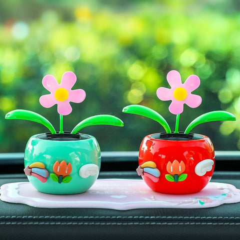 Tang Yi Solar Car Decoration Sunflower Upgraded Sunflower Green Red Pink Pad