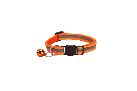 Cat Collar Pei Pet Reflective Safety Buckle Polyester Orange Width 1.0CM size 19-32 can be adjusted In Australia - Darrahopens