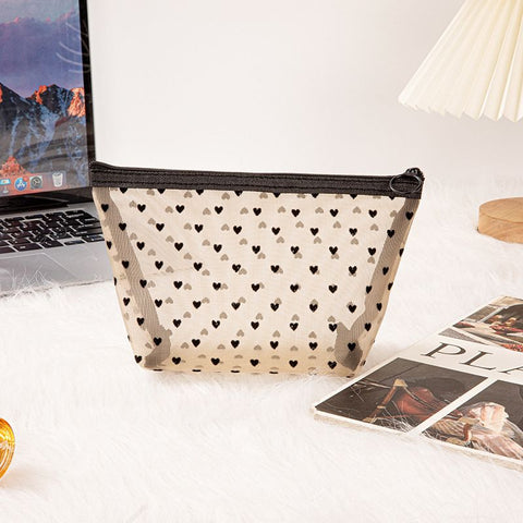 Portable Makeup Bag Large Capacity Travel Cosmetic Beige Medium Triangle