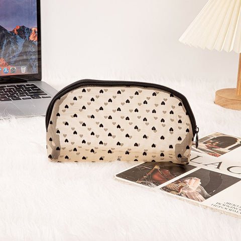 Portable Makeup Bag Large Capacity Travel Cosmetic Beige shell semicircle In Australia - Darrahopens