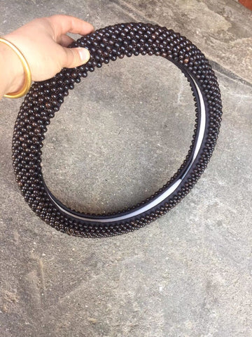 Steering Wheel Cover Dark Fragrance Pavilion 40cm Wood Indonesia Ebony 6mm In Australia - Darrahopens