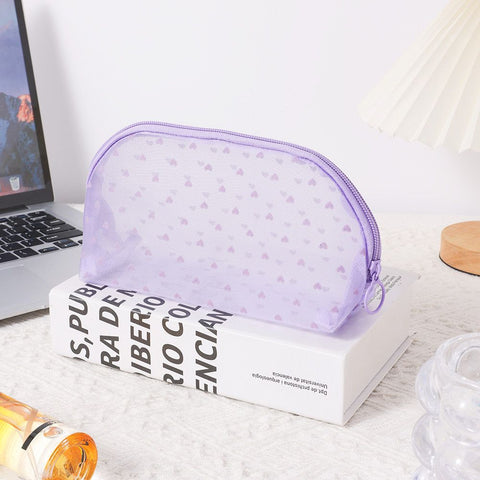 Portable Makeup Bag Large Capacity Travel Cosmetic purple semicircle In Australia - Darrahopens
