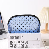 Portable Makeup Bag Large Capacity Travel Cosmetic blue semicircle