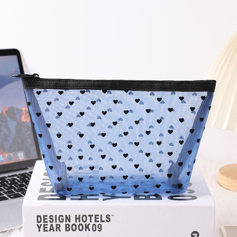 Portable Makeup Bag Large Capacity Travel Cosmetic Blue Triangle