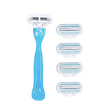 Jiyun Manual Shaving Razor 3 Layer Blade Blue 4 cutter heads