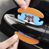 Car Door Handle Protector Cartoon PVC Strip 4pcs RUNDONG Car door wrist anti-scratch protective glue (4 pieces)/little fat mouse