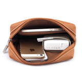 Tykson Laptop Accessories Bag PU Leather Storage Apple Silver 17*10*5.5cm