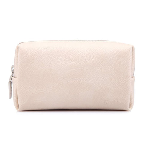 Tykson Laptop Accessories Bag PU Leather Storage Pale Apricot 17*10*5.5cm