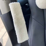 Car Seat Belt Shoulder Cover Plush Teddy Polyester White teddy shoulder cover 23*6