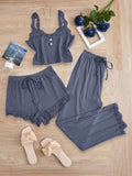 Subtle Lace Women Pajamas Set Sleepwear Gray Blue In Australia - Darrahopens