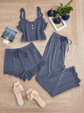 Subtle Lace Women Pajamas Set Sleepwear Gray Blue In Australia - Darrahopens