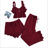 Subtle Lace Women Pajamas Set Sleepwear Pink XL