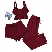 Subtle Lace Women Pajamas Set Sleepwear Black XL