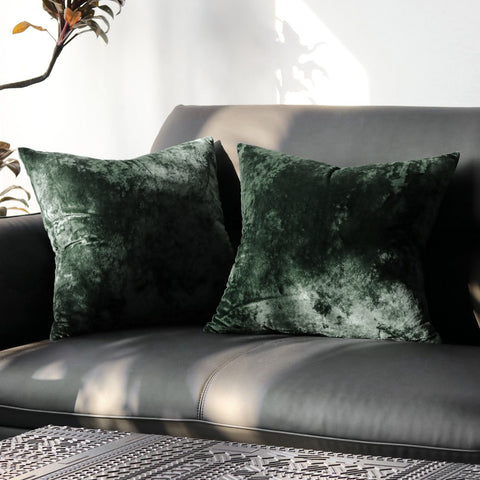 Ice Velvet Pillow Cover Polyester Solid Color 30x50cm Dark Green 50*50cm without pillow core
