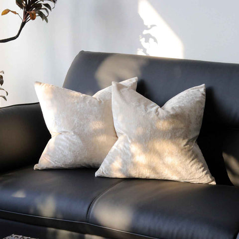 Ice Velvet Pillow Cover Polyester Solid Color 30x50cm Beige 45*45cm without pillow core In Australia - Darrahopens