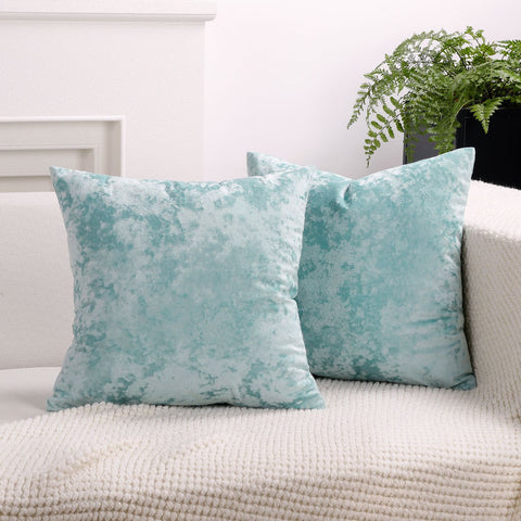 Ice Velvet Pillow Cover Polyester Solid Color 30x50cm Mint Blue 45*45cm without pillow core