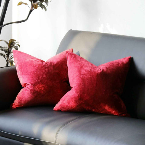 Ice Velvet Pillow Cover Polyester Solid Color 30x50cm Red 40*40cm without pillow core