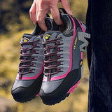Lefectic Hiking Shoes Genuine Leather Waterproof. Black gray red 40 In Australia - Darrahopens