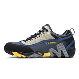 Lefectic Hiking Shoes Genuine Leather Waterproof. Dark blue red 37