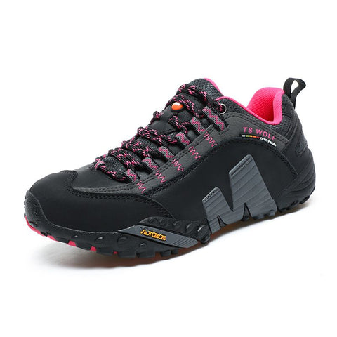Lefectic Hiking Shoes Genuine Leather Waterproof. Black gray red 39 In Australia - Darrahopens