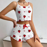 Women Sleepwear Set Summer Spandex Print White XL In Australia - Darrahopens