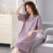 Women Summer Sleepwear Polyester Loose Dress Purple 3XL In Australia - Darrahopens