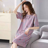 Women Summer Sleepwear Polyester Loose Dress Purple 3XL In Australia - Darrahopens