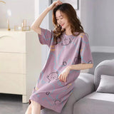 Women Summer Sleepwear Polyester Loose Dress Purple In Australia - Darrahopens
