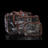 HDWISS PVC Transparent Cosmetic Bag Travel Storage Cube Brown Small size 18*14*4
