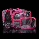 HDWISS PVC Transparent Cosmetic Bag Travel Storage Cube Rose red Small size 18*14*4 In Australia - Darrahopens