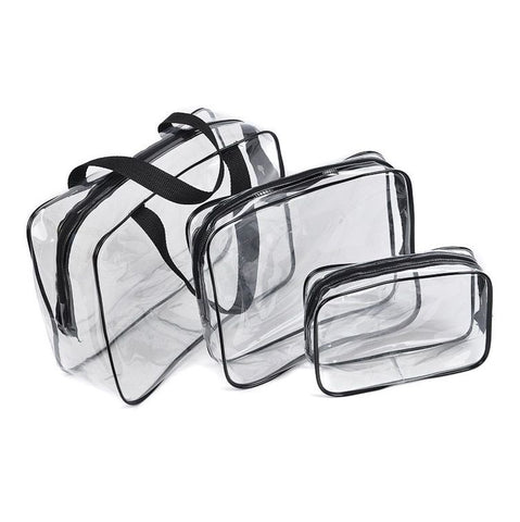 HDWISS PVC Transparent Cosmetic Bag Travel Storage Cube Black Medium size 24*20*5 In Australia - Darrahopens