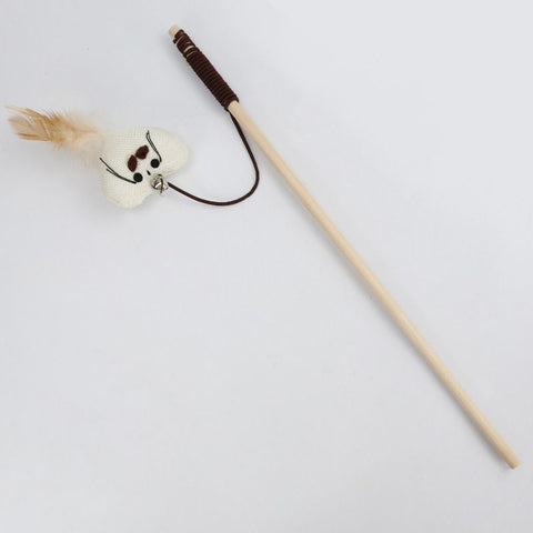 Wooden Cat Teaser Stick Water Drop Pet Feather Mouse Wooden Pole Feather Love As shown in the figure In Australia - Darrahopens