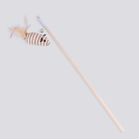 Wooden Cat Teaser Stick Water Drop Pet Feather Mouse Wooden pole mouse feather As shown in the figure In Australia - Darrahopens