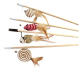 Wooden Cat Teaser Stick Water Drop Pet Feather Mouse Wooden pole mouse feather As shown in the figure
