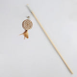 Wooden Cat Teaser Stick Water Drop Pet Feather Mouse Wooden rod round cake feather As shown in the figure In Australia - Darrahopens
