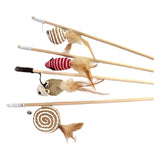 Wooden Cat Teaser Stick Water Drop Pet Feather Mouse Wooden feather chick As shown in the figure
